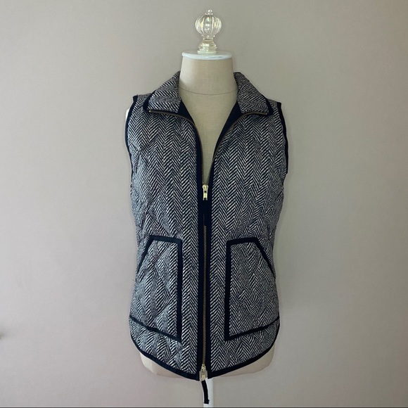 J. Crew Herringbone Down Quilted Puffer Vest - Picture 3 of 13